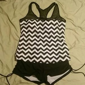 Black and white tankini